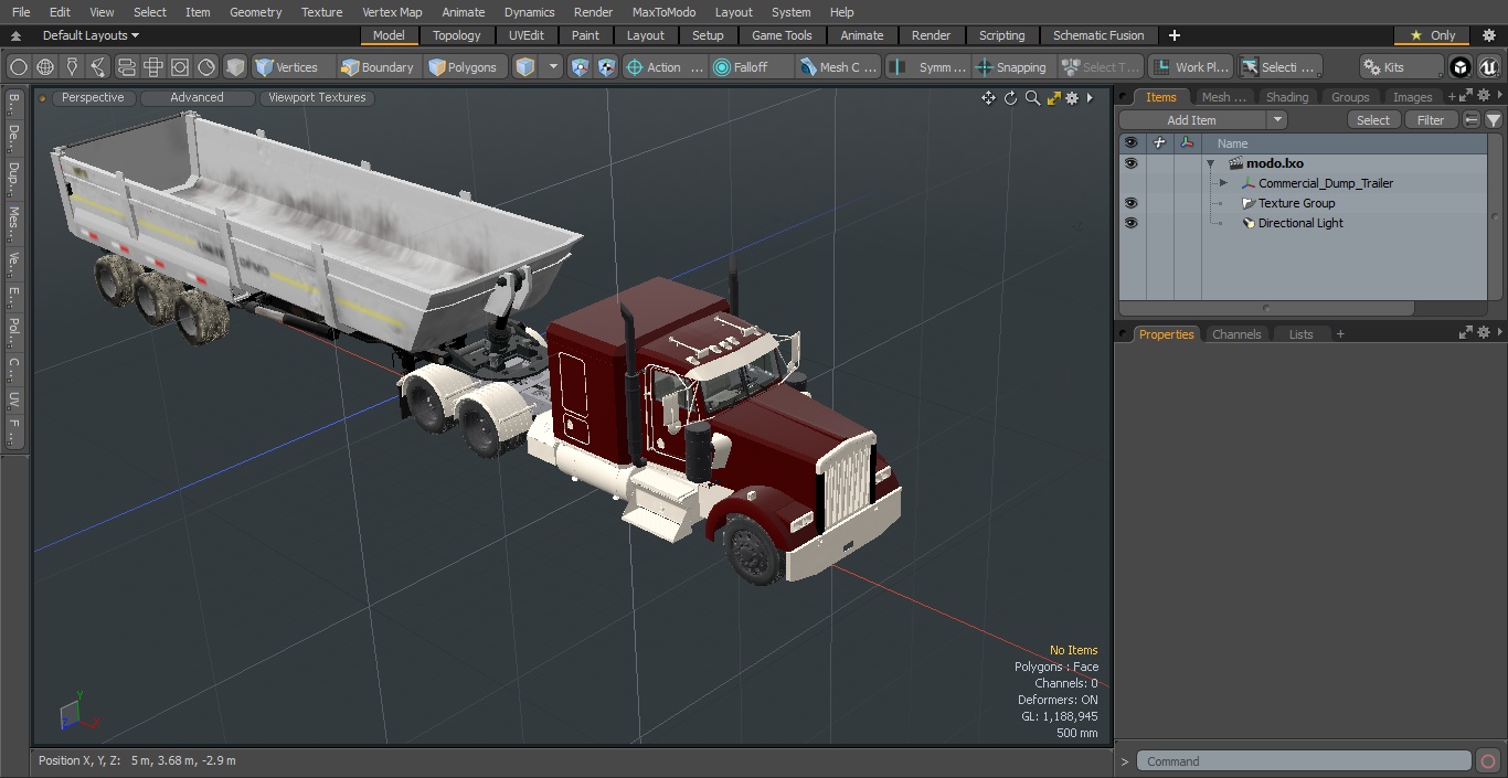 3D Commercial Dump Trailer model