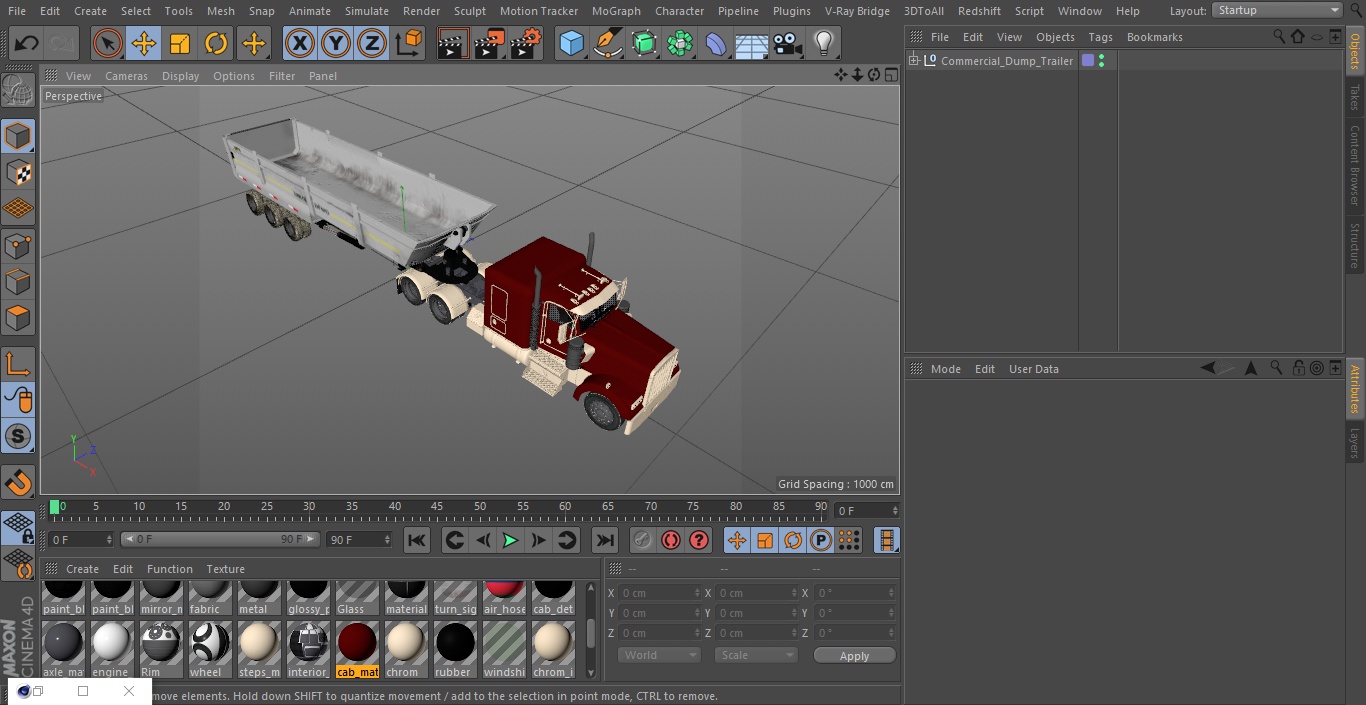 3D Commercial Dump Trailer model