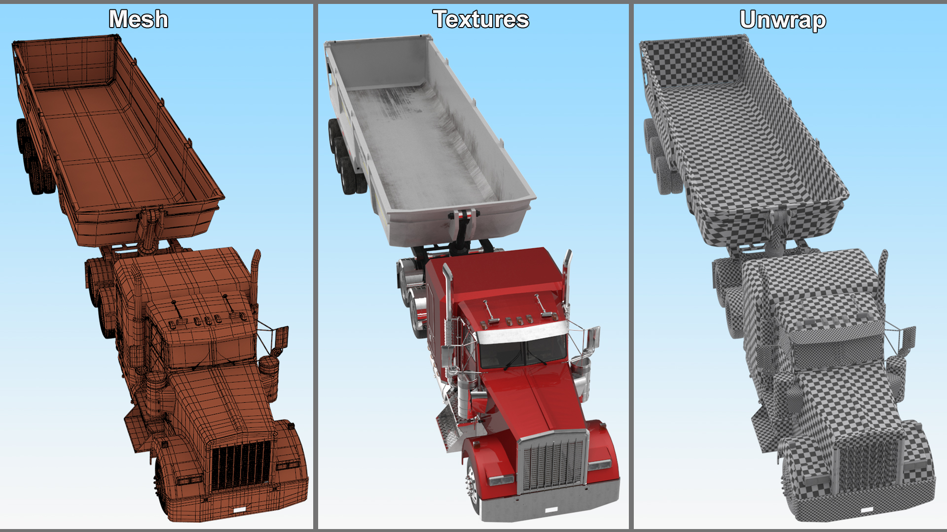 3D Commercial Dump Trailer model