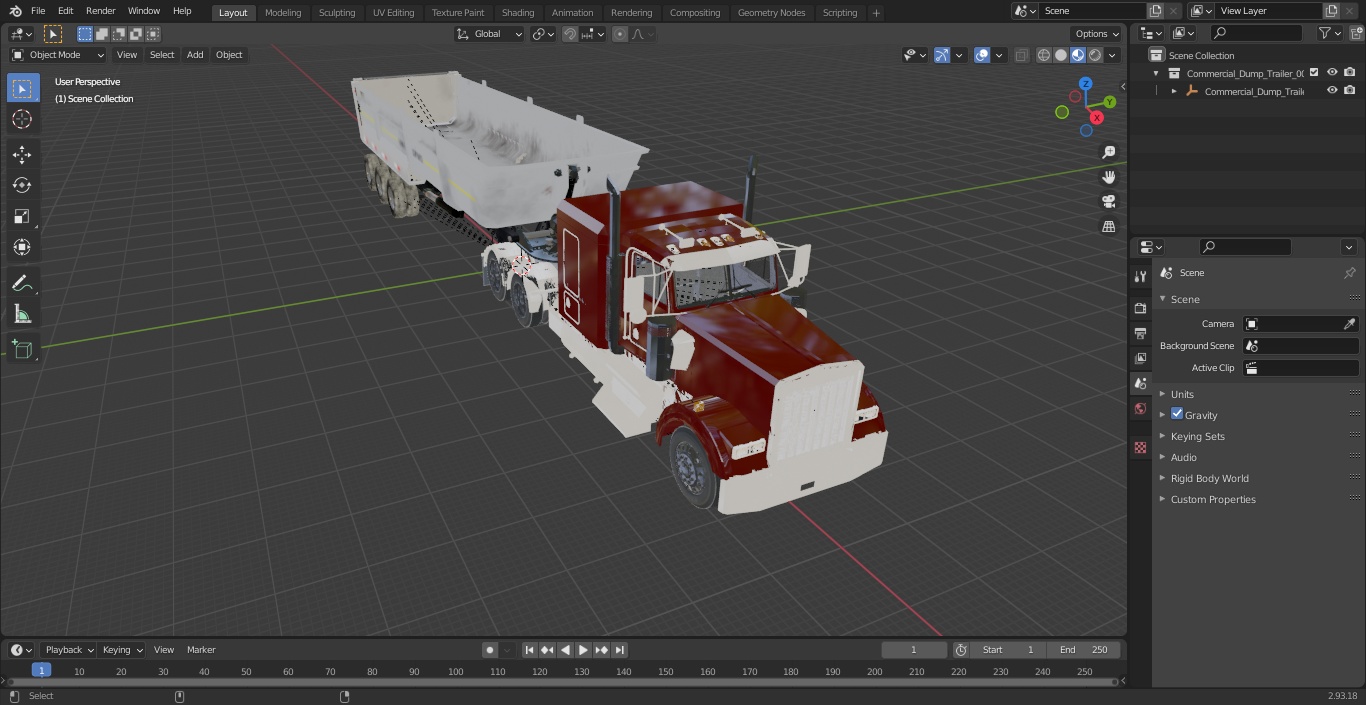 3D Commercial Dump Trailer model