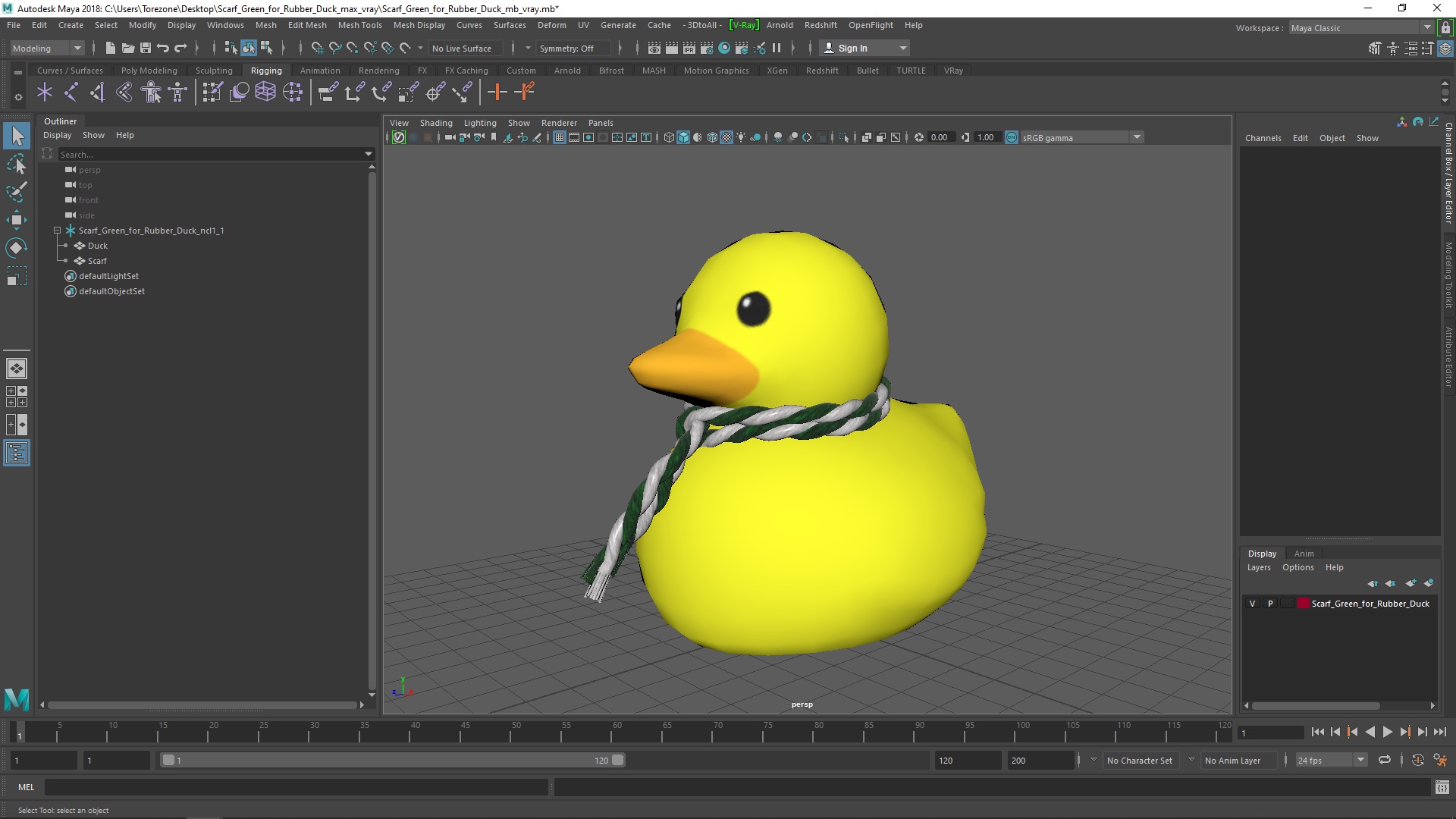 Scarf Green for Rubber Duck 3D