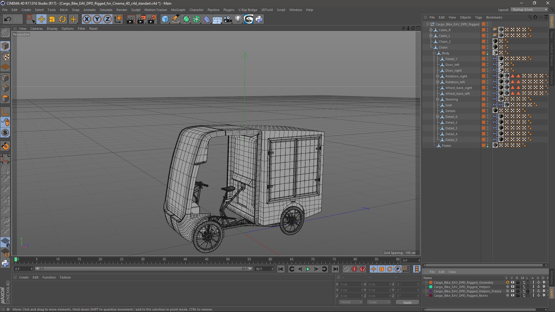 Cargo Bike EAV DPD Rigged for Cinema 4D 3D model