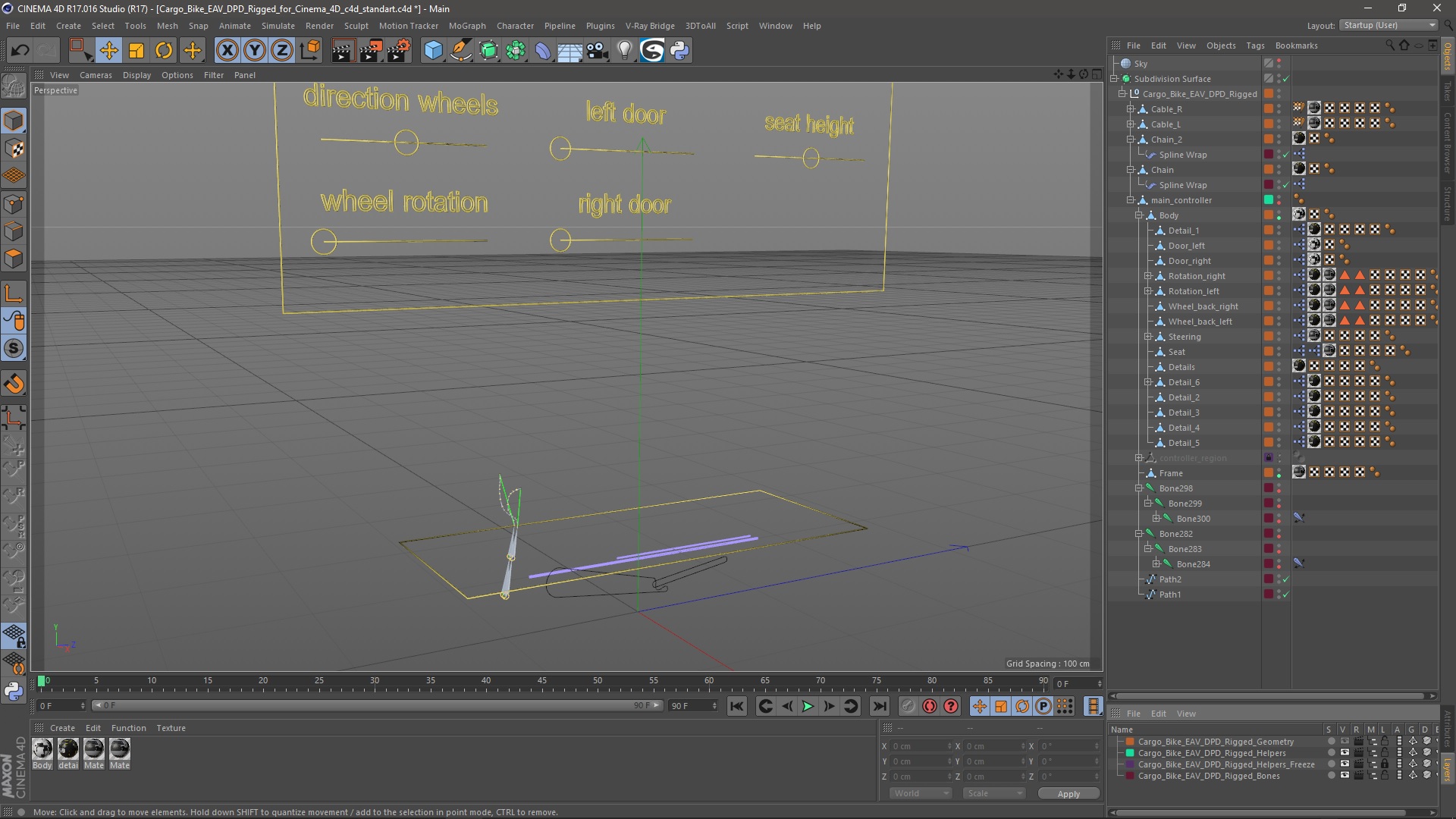 Cargo Bike EAV DPD Rigged for Cinema 4D 3D model