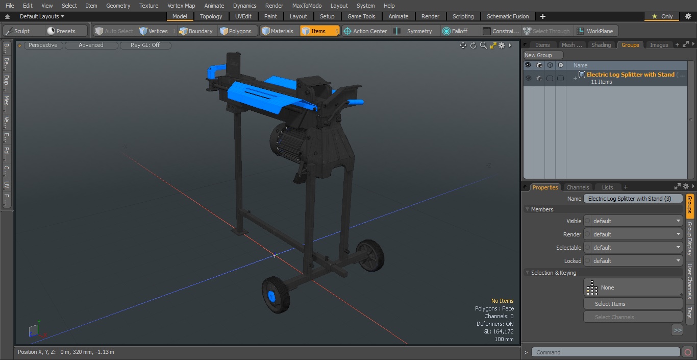 Electric Log Splitter with Stand 3D