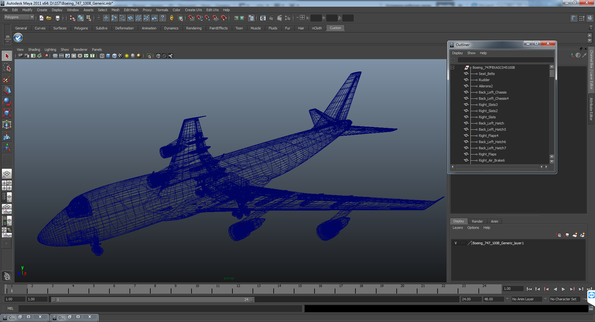3D Boeing 747 100B Generic model