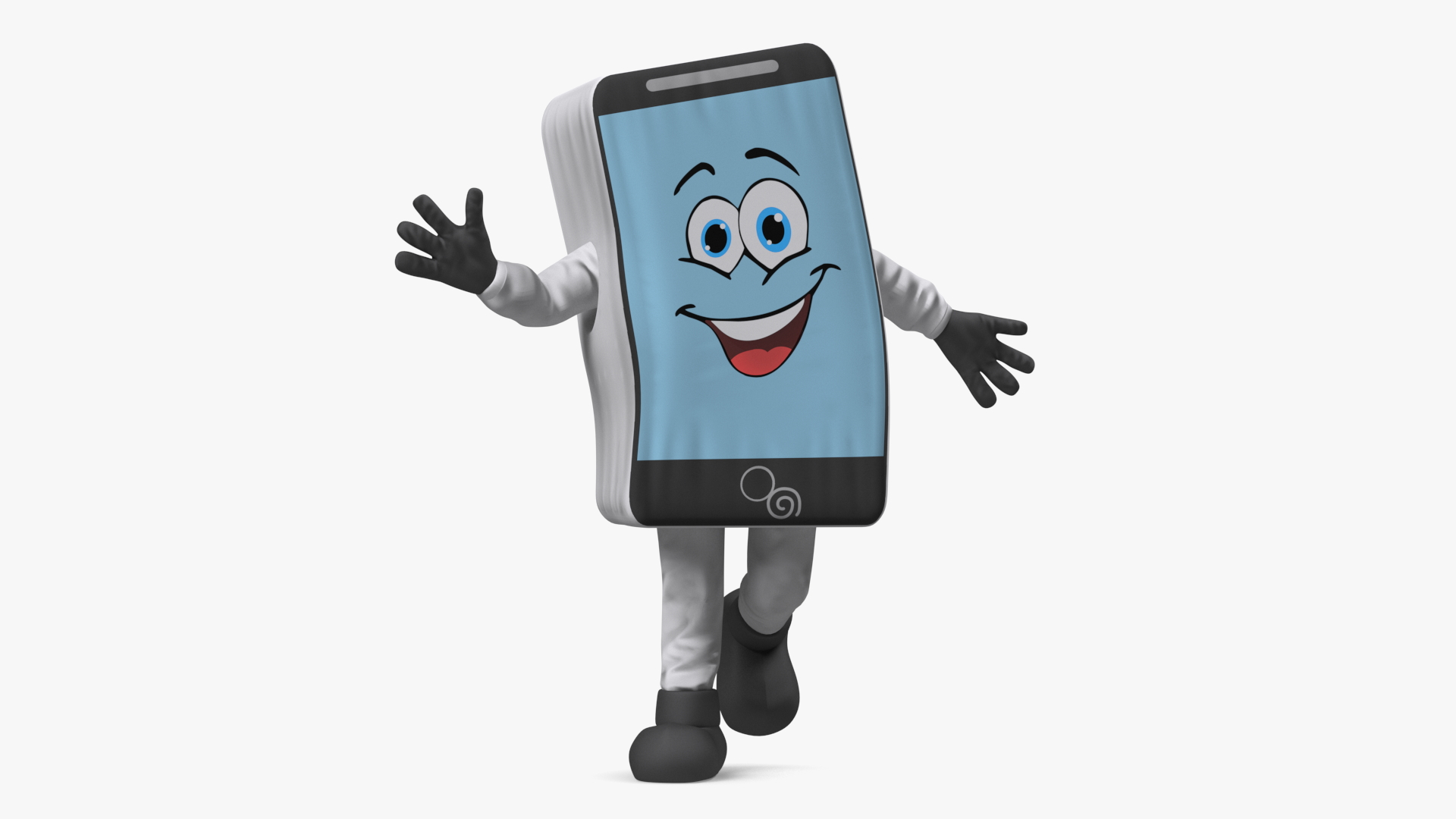 3D Mascot Character Mobile Phone White Rigged for Maya