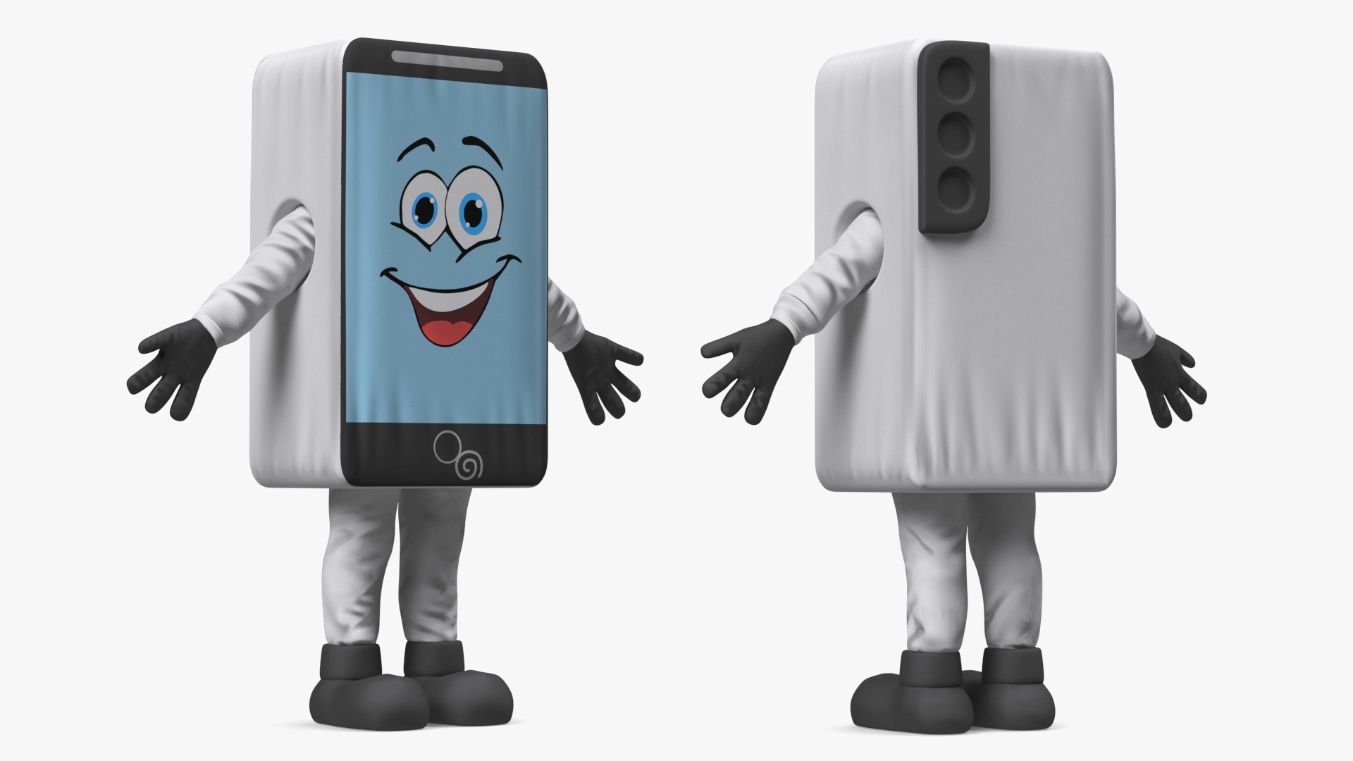 3D Mascot Character Mobile Phone White Rigged for Maya