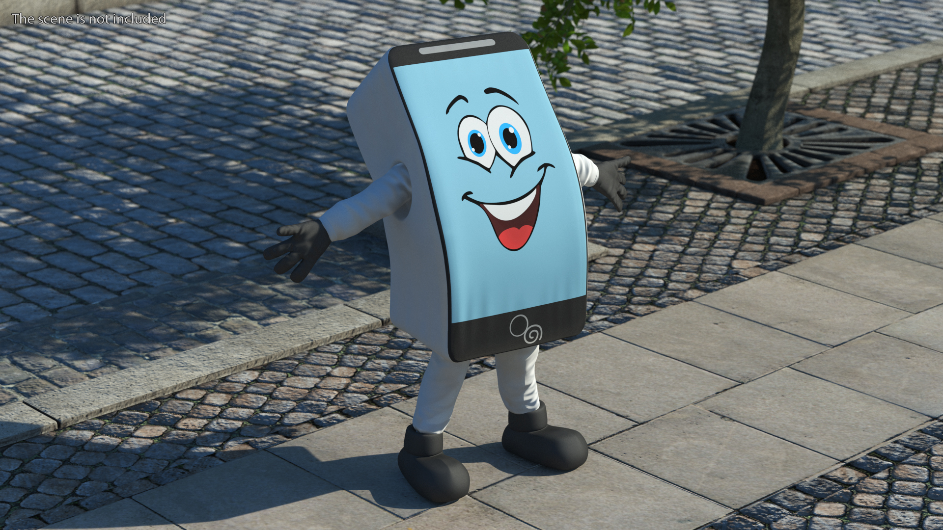 3D Mascot Character Mobile Phone White Rigged for Maya