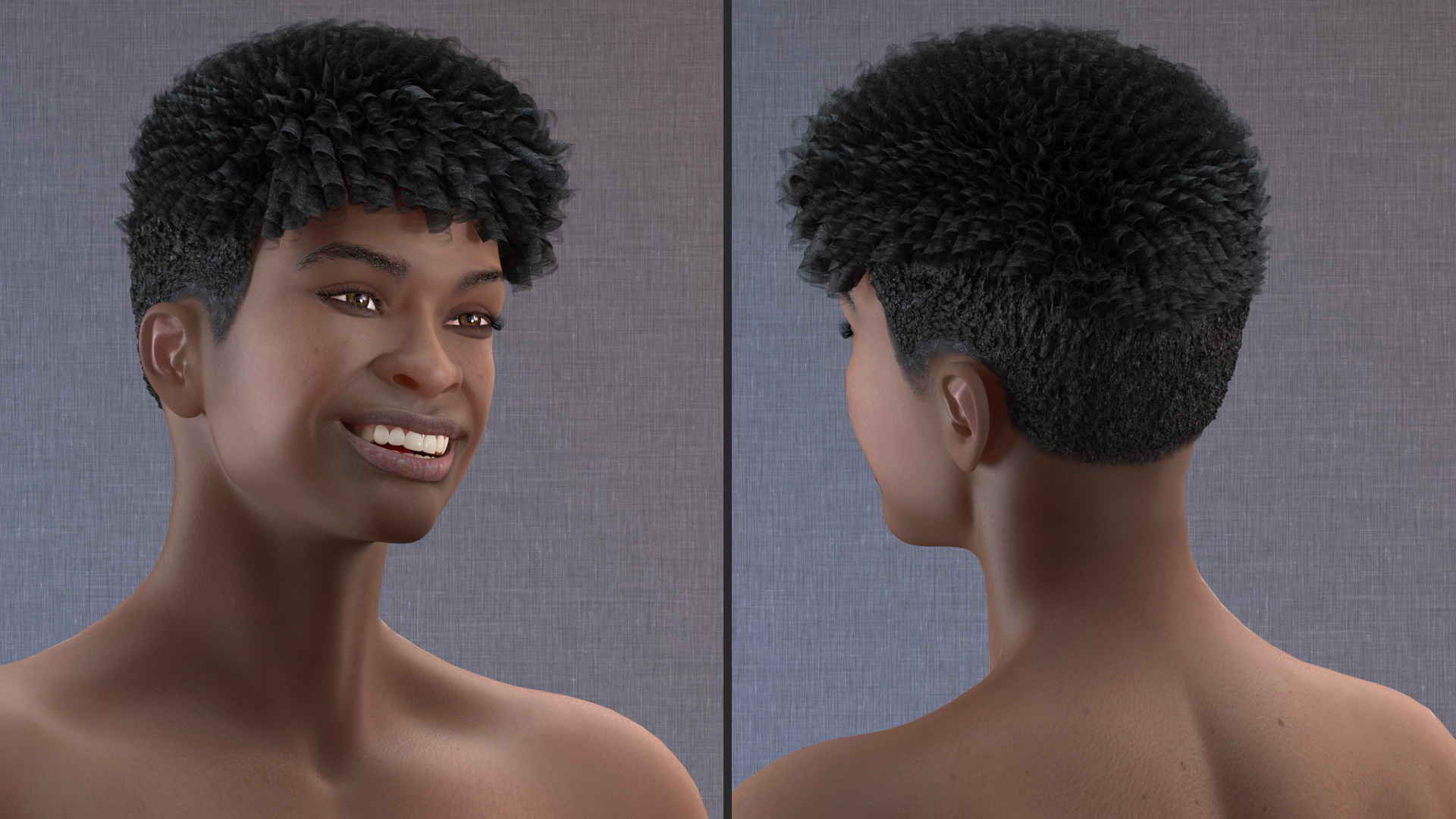 Dark Skin Young Man Smiling Pose 3D