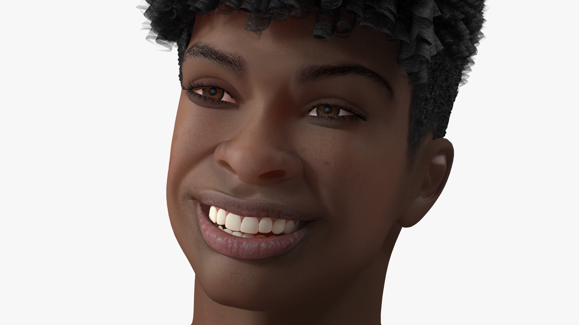 Dark Skin Young Man Smiling Pose 3D