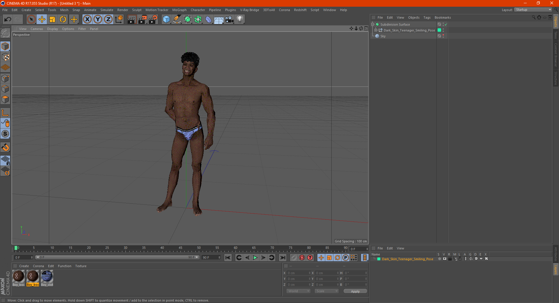 Dark Skin Young Man Smiling Pose 3D
