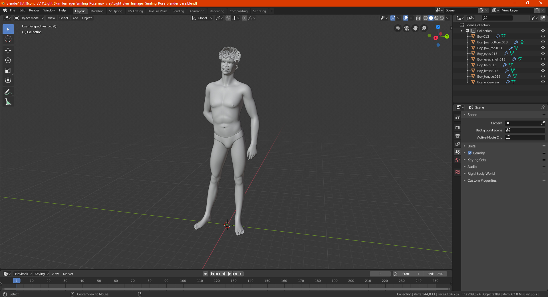 Dark Skin Young Man Smiling Pose 3D