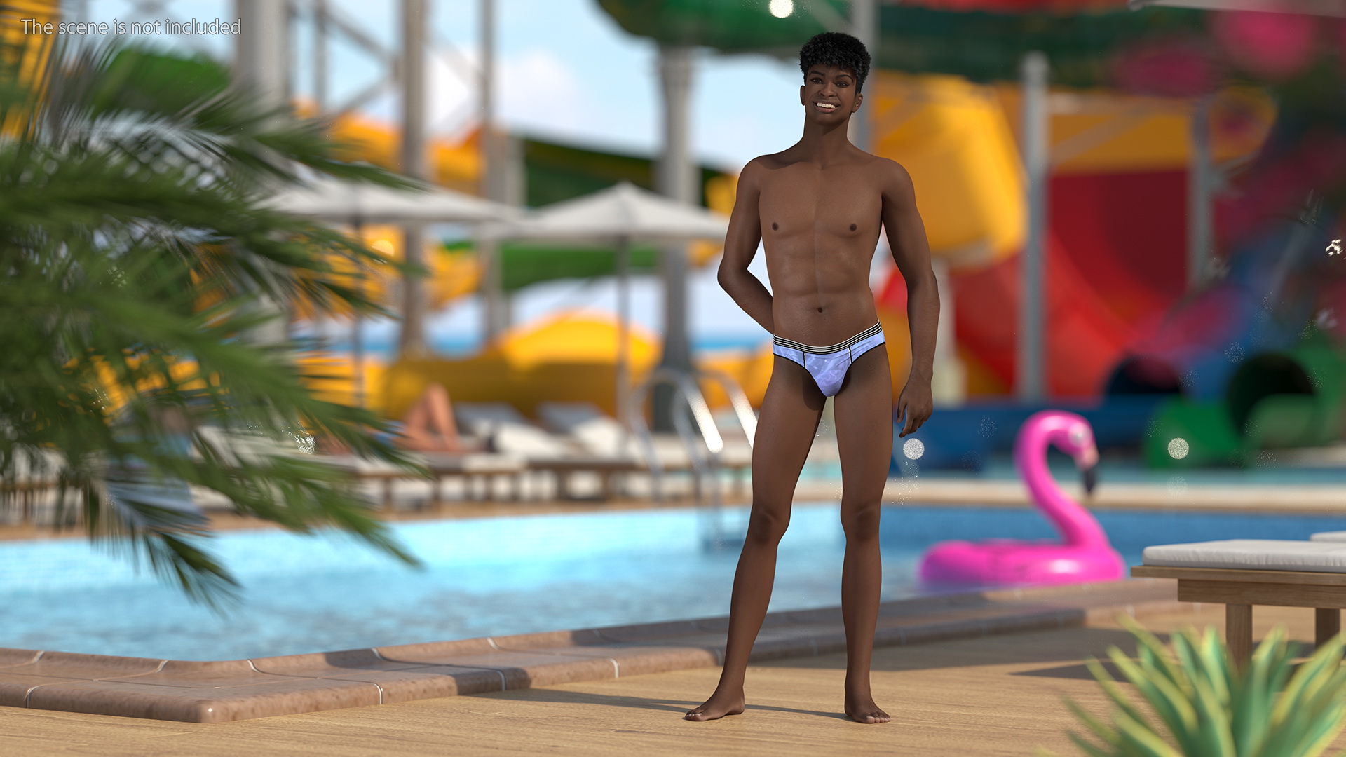 Dark Skin Young Man Smiling Pose 3D