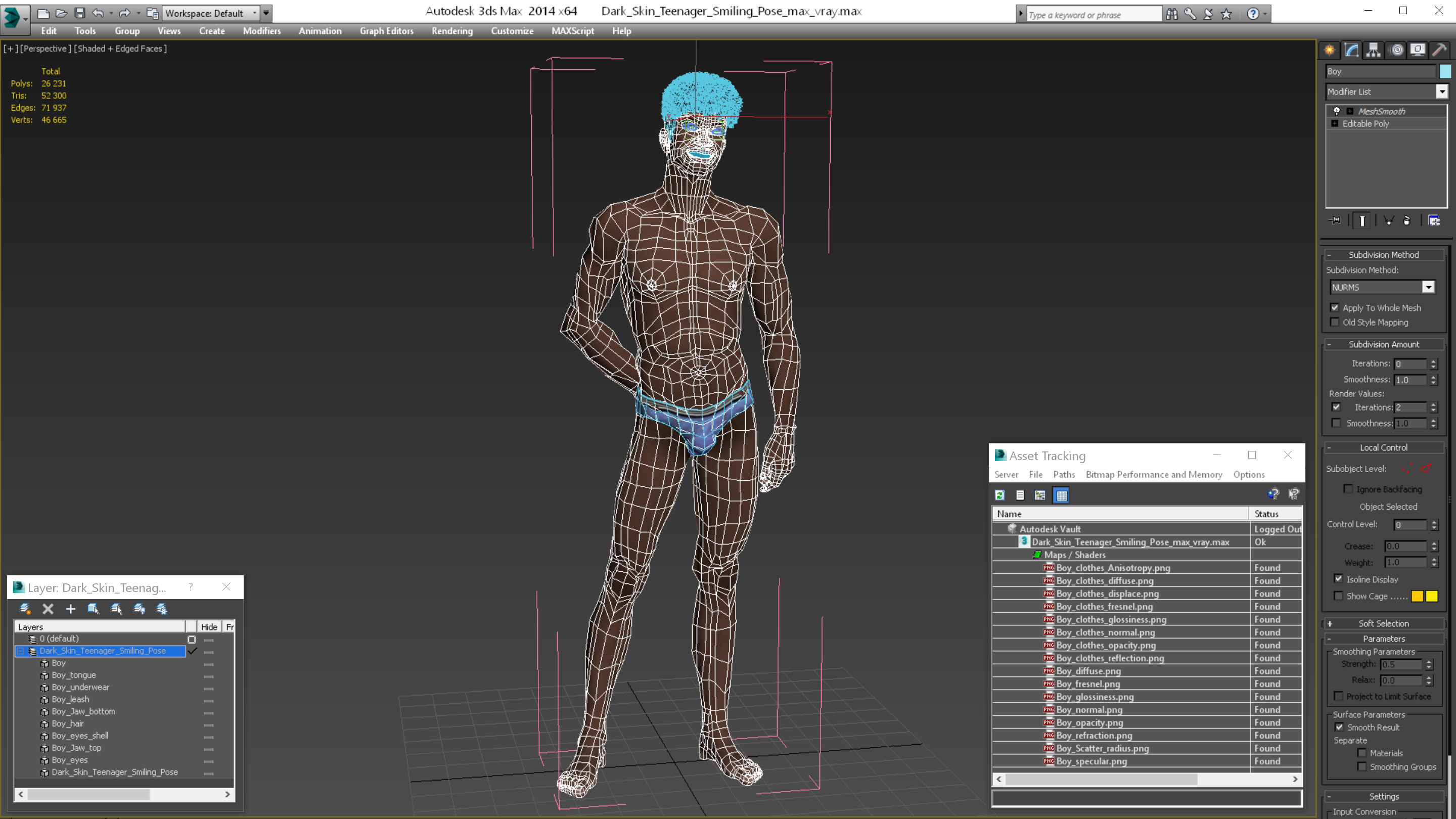 Dark Skin Young Man Smiling Pose 3D