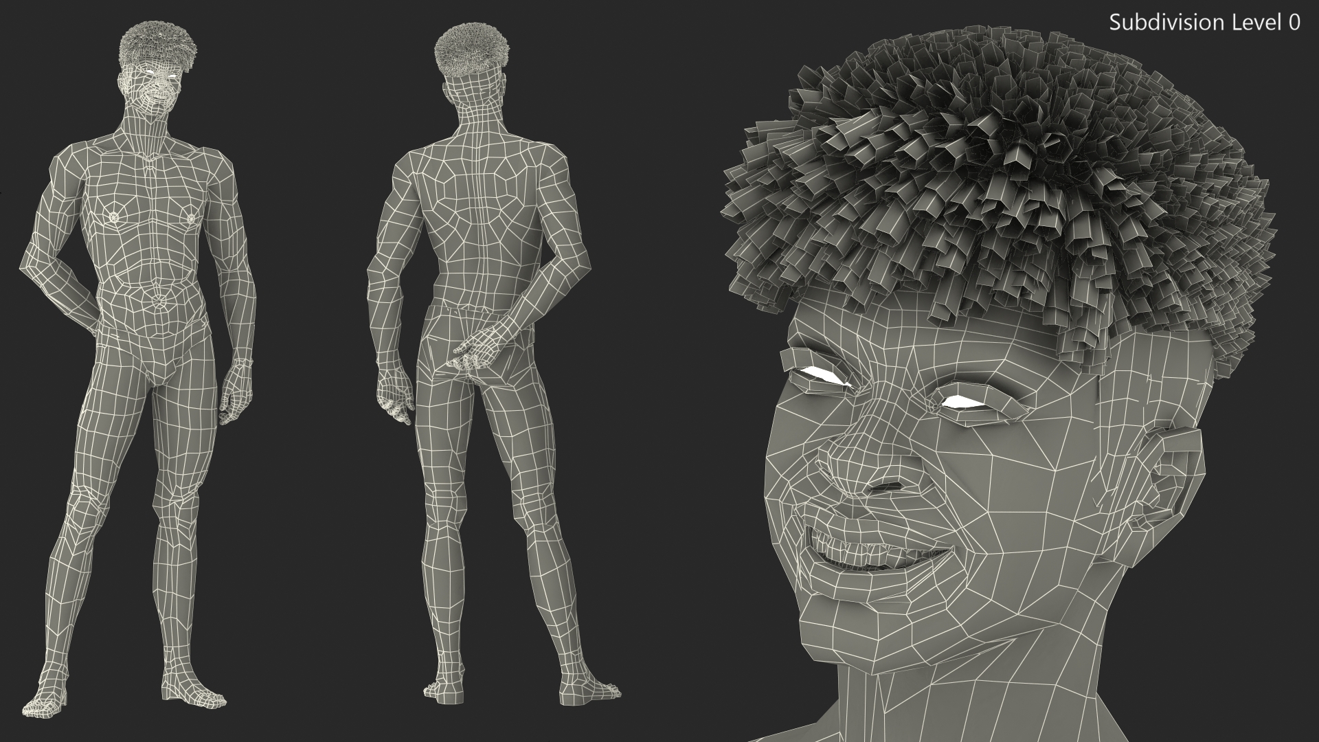 Dark Skin Young Man Smiling Pose 3D