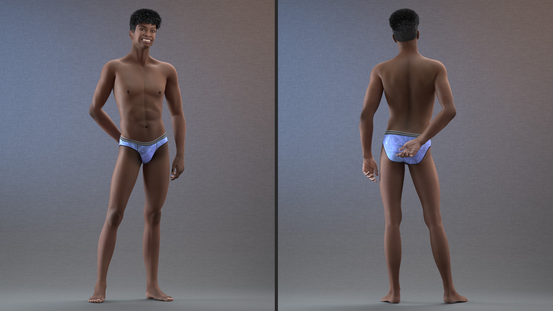 Dark Skin Young Man Smiling Pose 3D