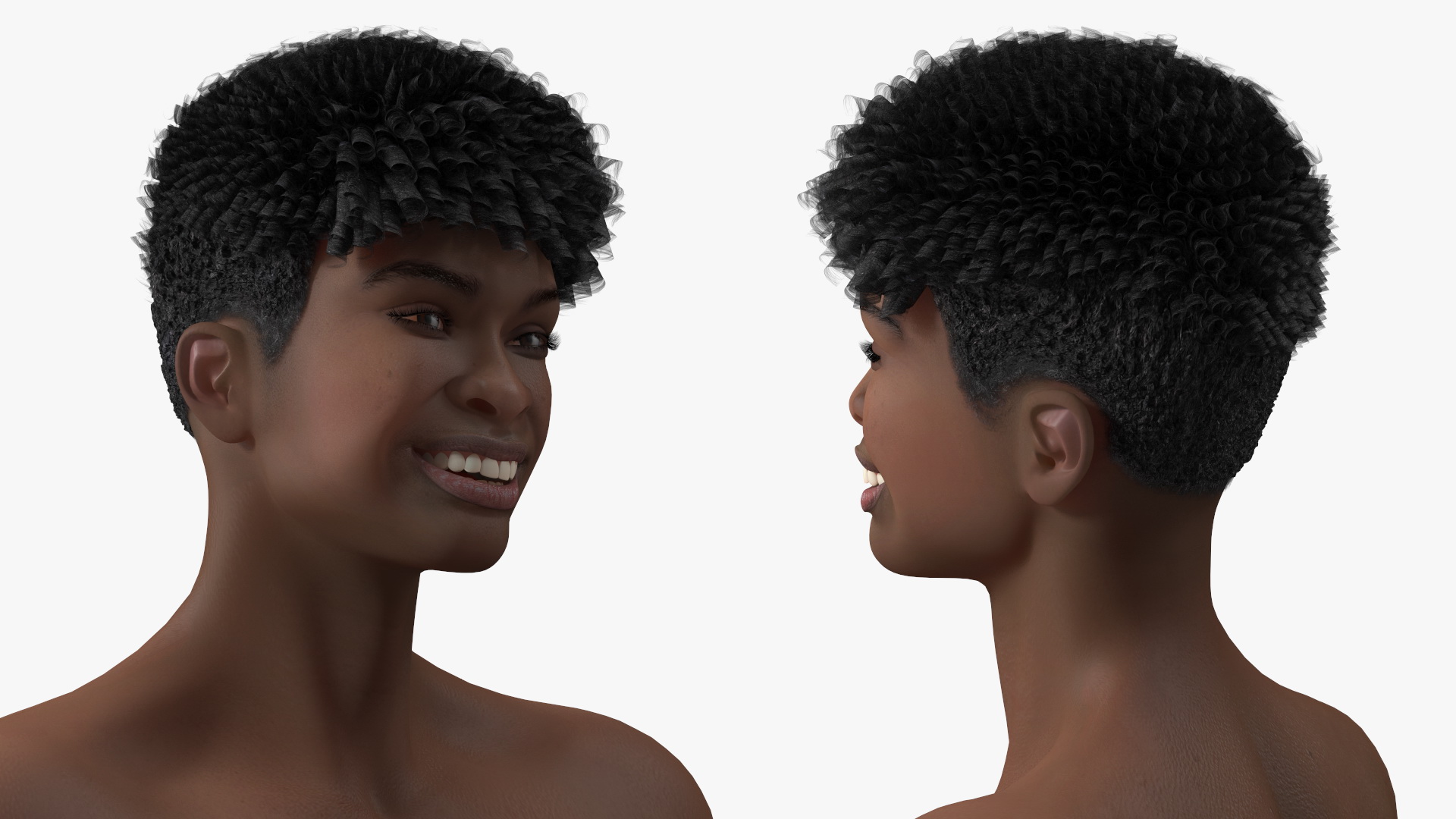 Dark Skin Young Man Smiling Pose 3D