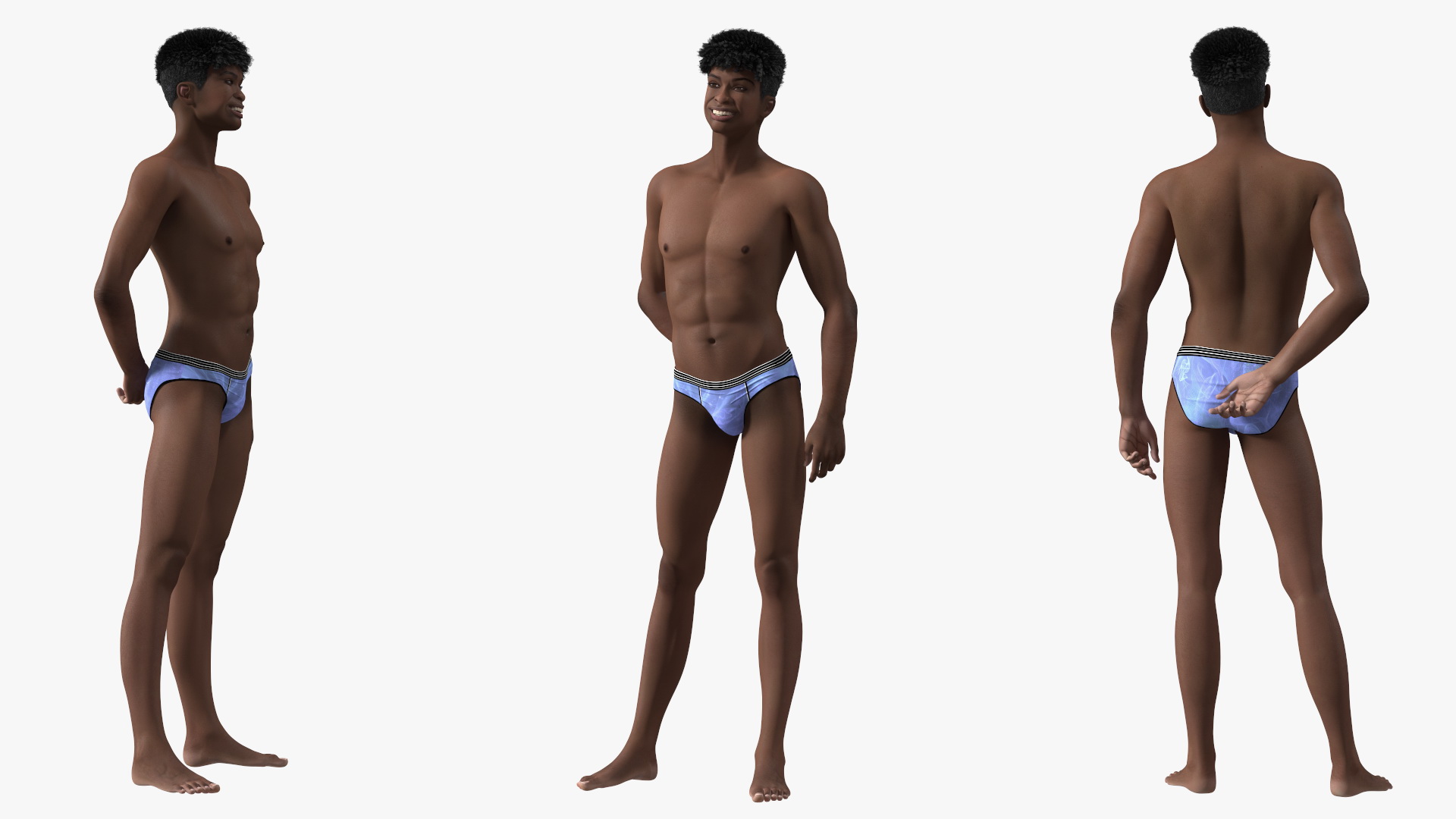 Dark Skin Young Man Smiling Pose 3D