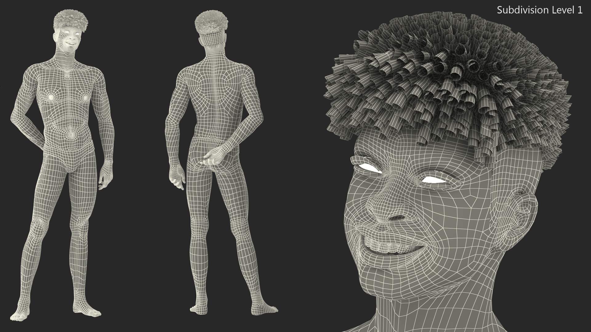 Dark Skin Young Man Smiling Pose 3D