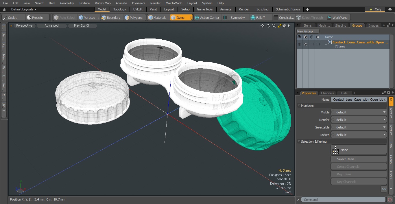 3D Contact Lens Case with Open Lid