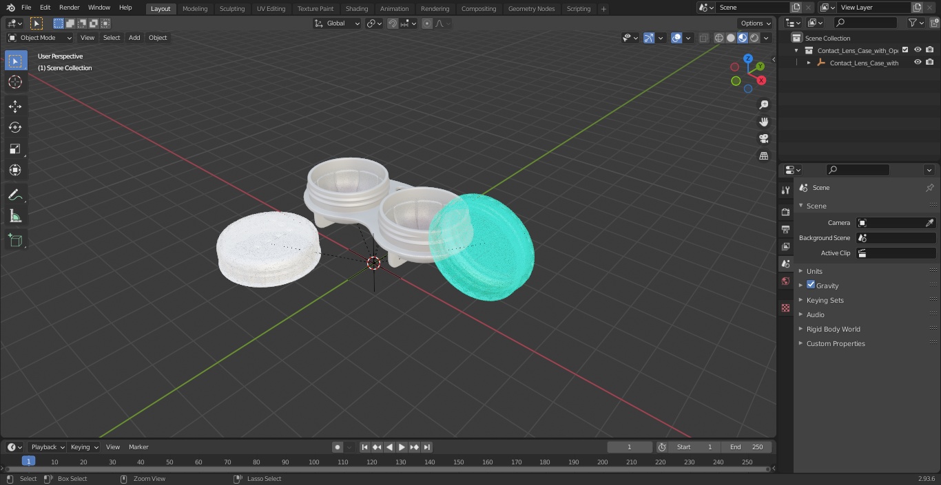 3D Contact Lens Case with Open Lid