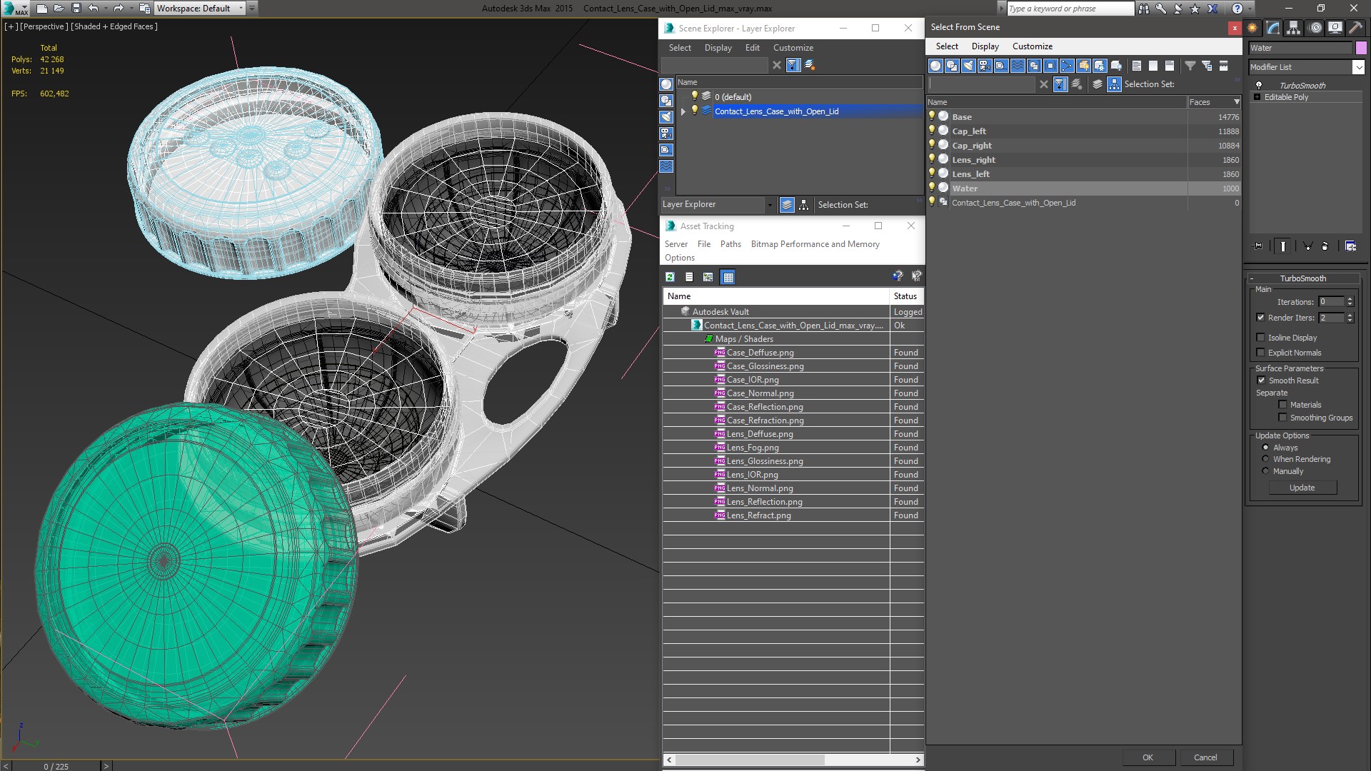 3D Contact Lens Case with Open Lid