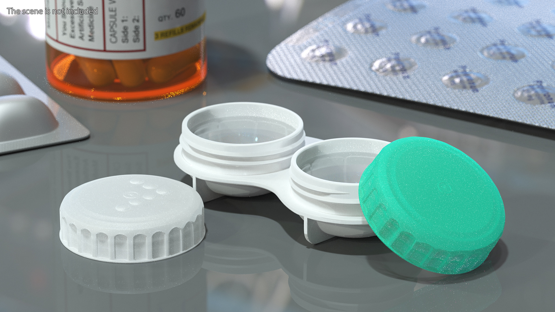3D Contact Lens Case with Open Lid