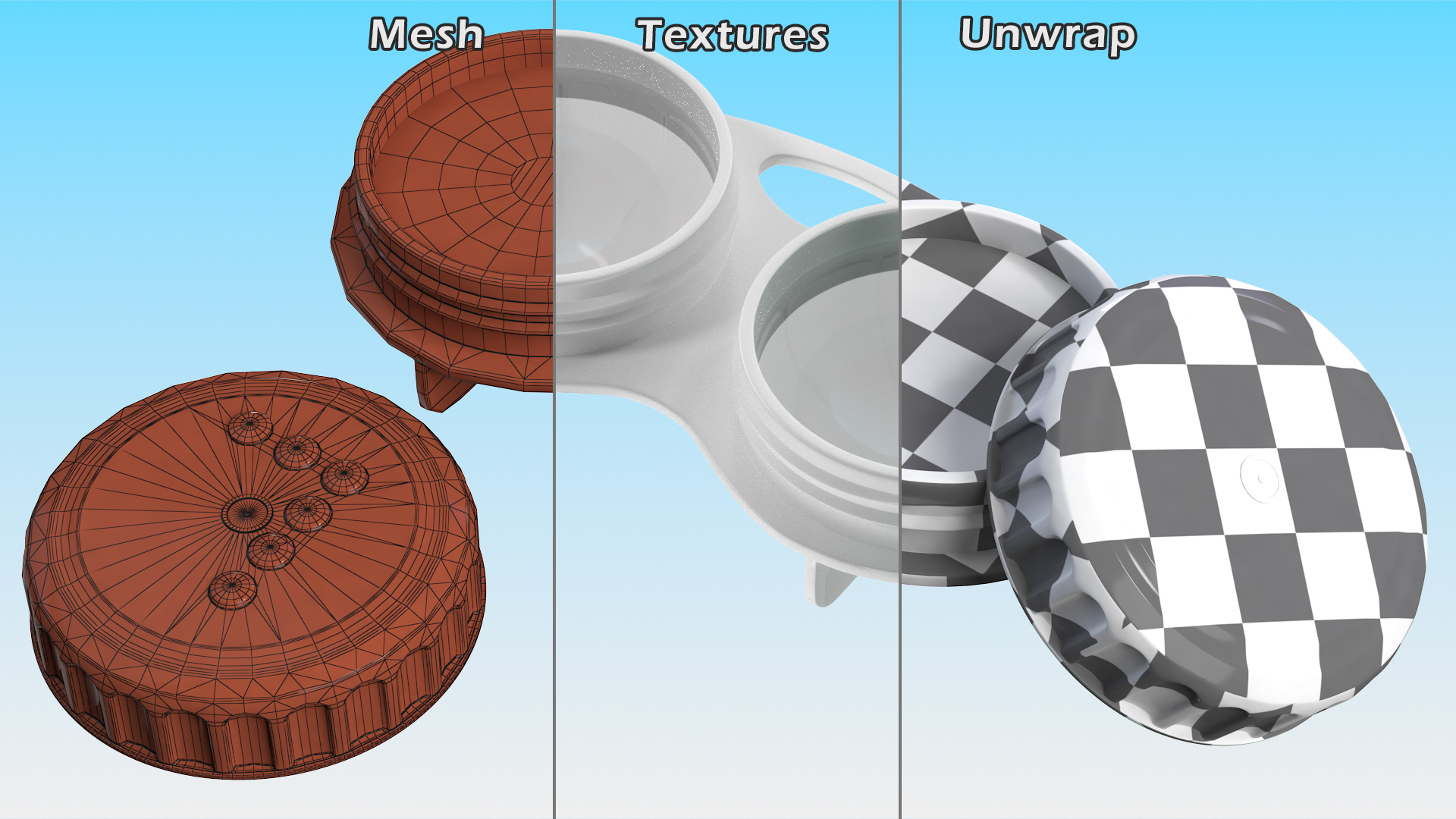 3D Contact Lens Case with Open Lid