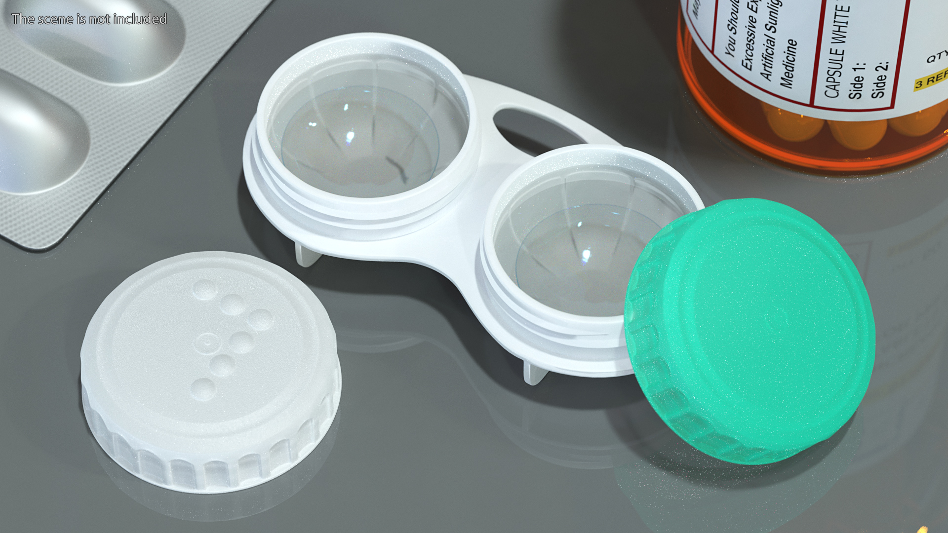 3D Contact Lens Case with Open Lid