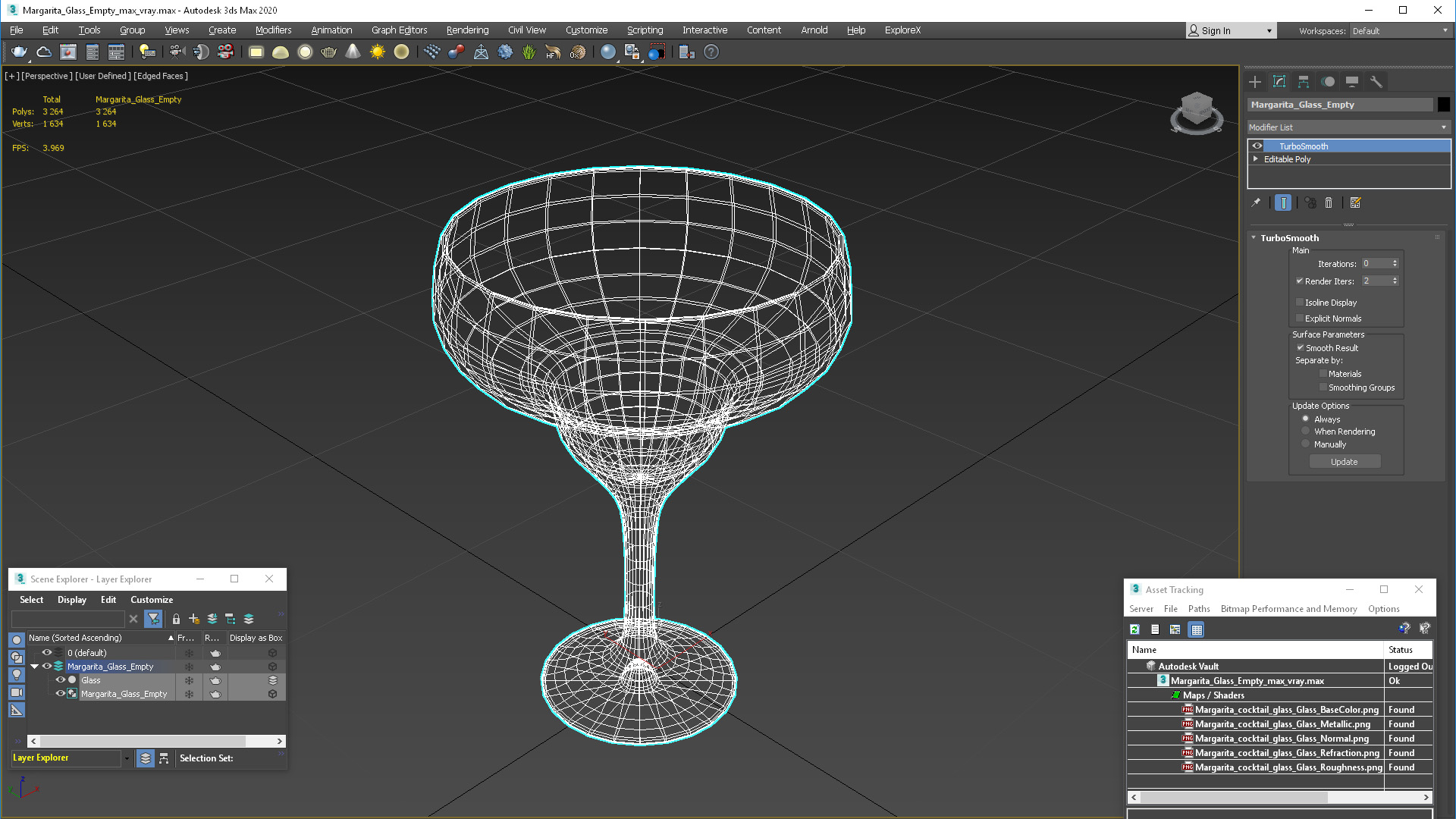 3D Margarita Glass Empty