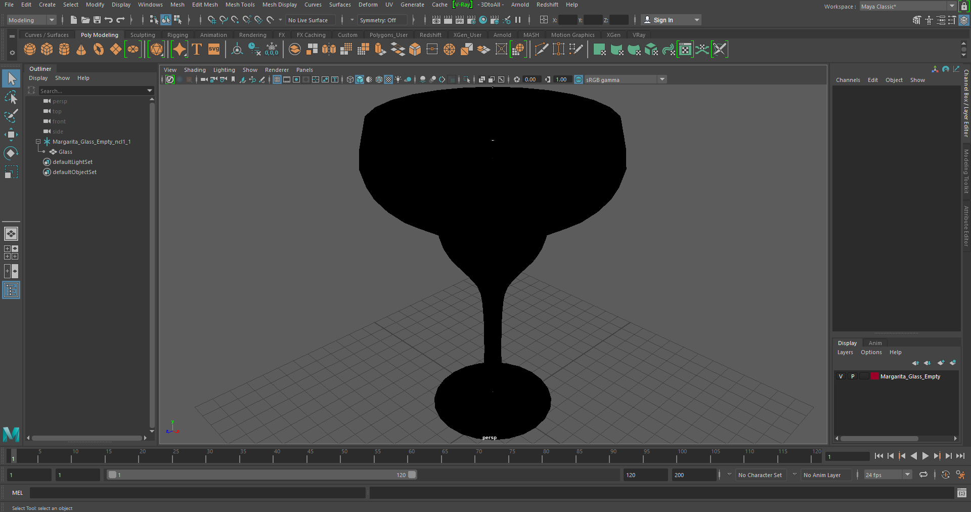 3D Margarita Glass Empty