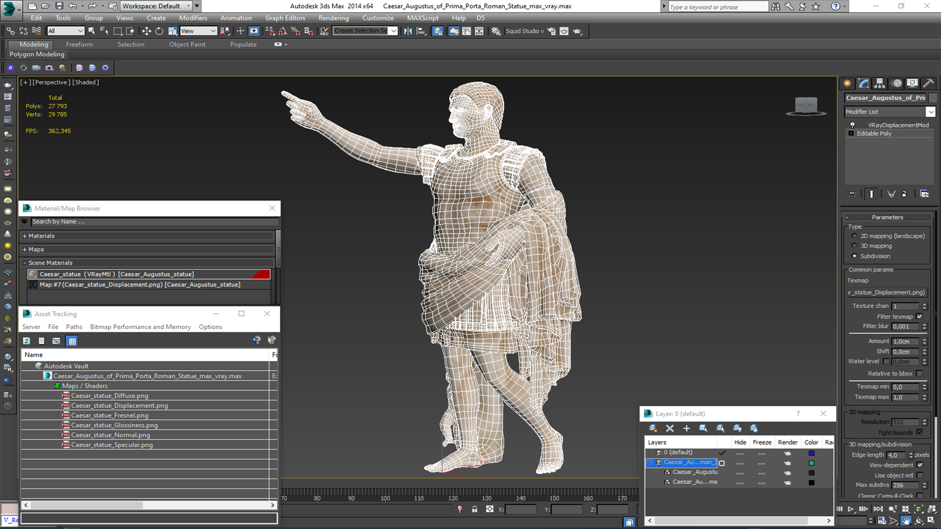 3D Caesar Augustus of Prima Porta Roman Statue for 3D Print