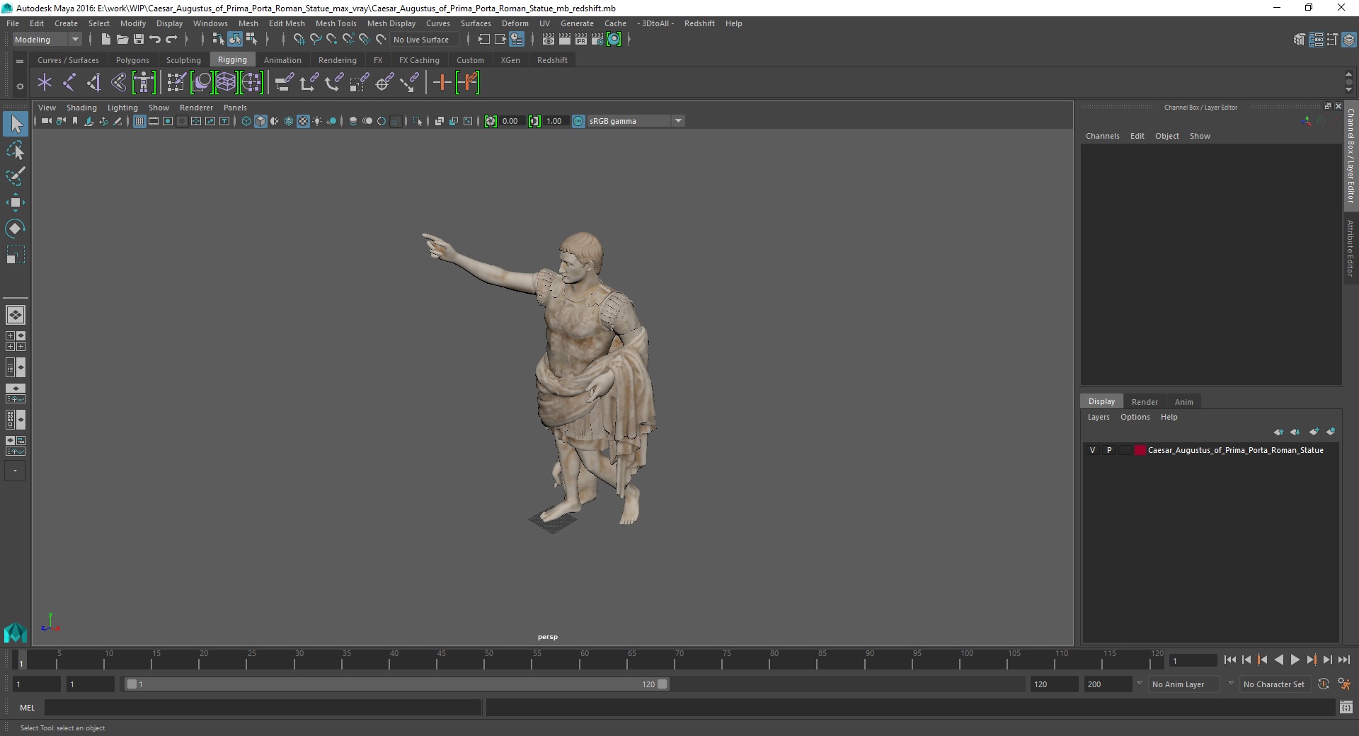 3D Caesar Augustus of Prima Porta Roman Statue for 3D Print
