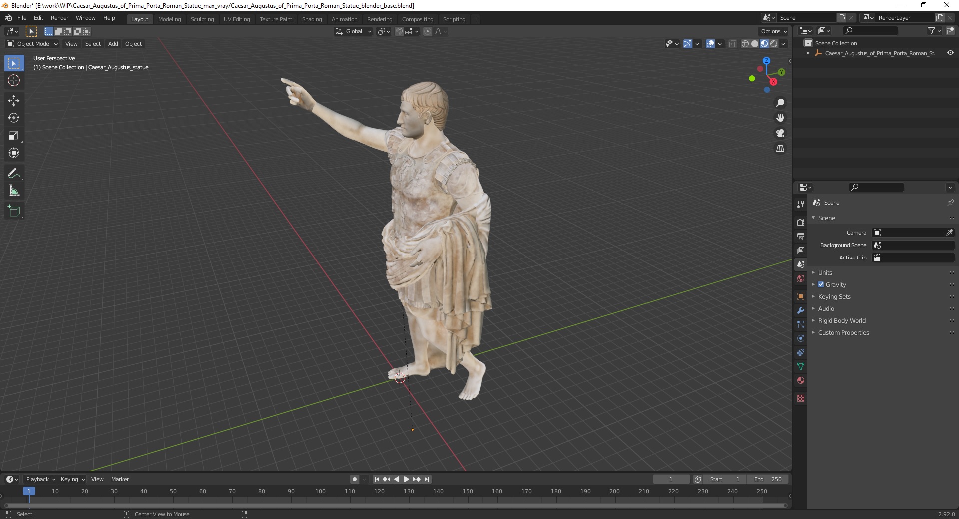 3D Caesar Augustus of Prima Porta Roman Statue for 3D Print