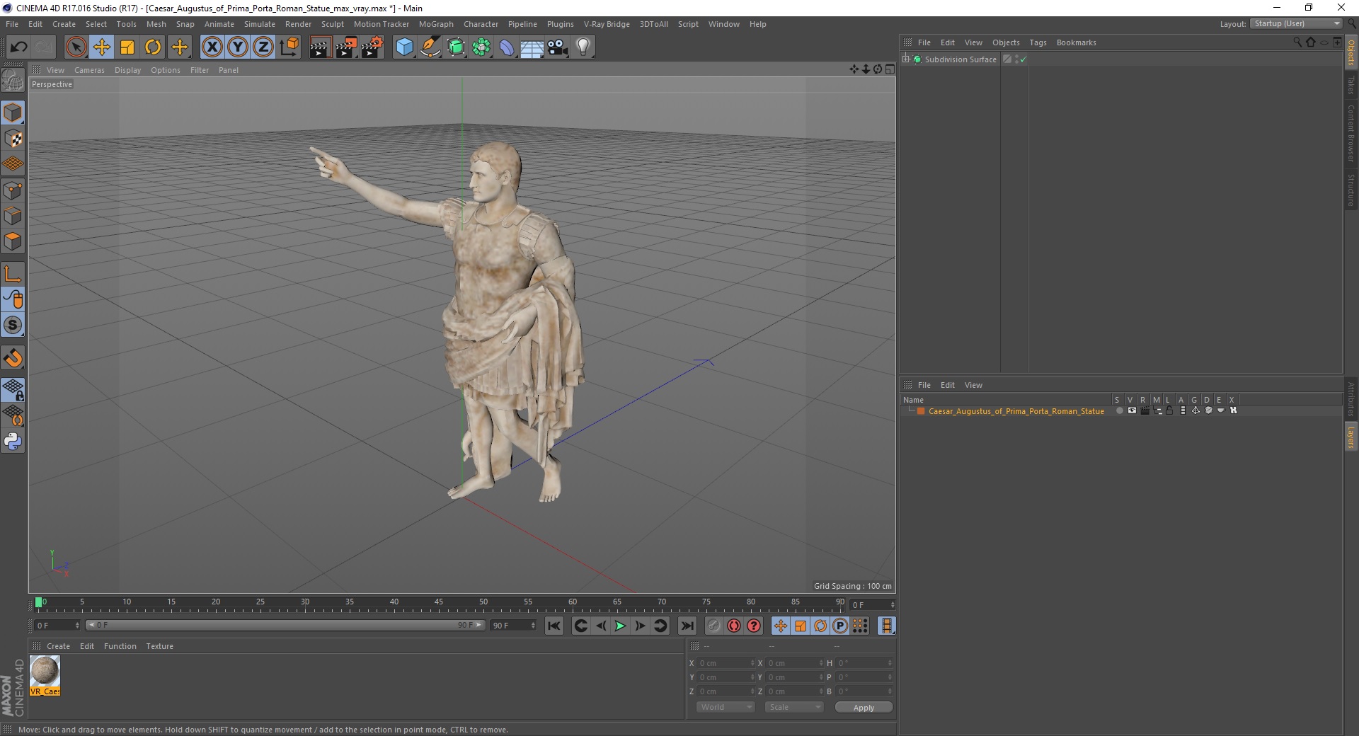 3D Caesar Augustus of Prima Porta Roman Statue for 3D Print