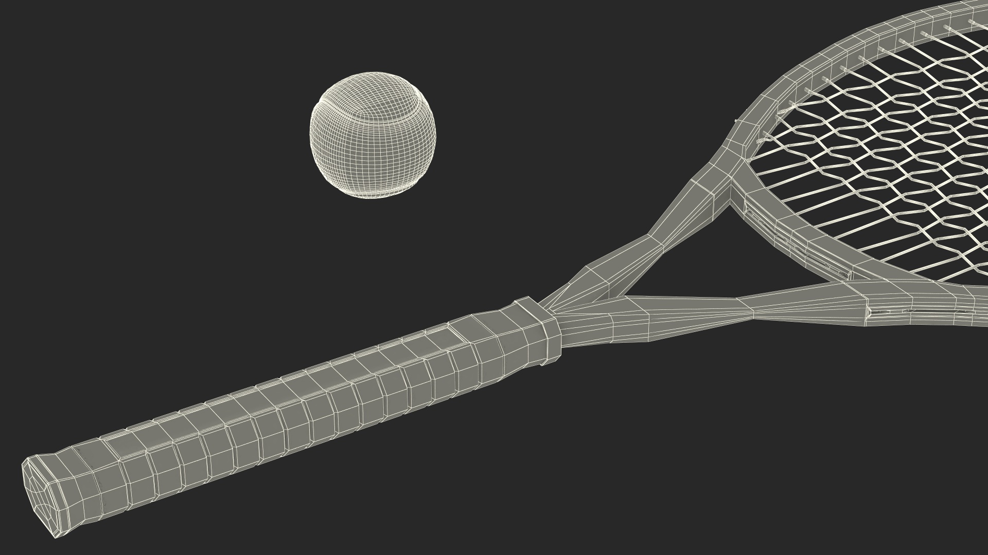 Red Tennis Racket with Tennis Ball 3D model