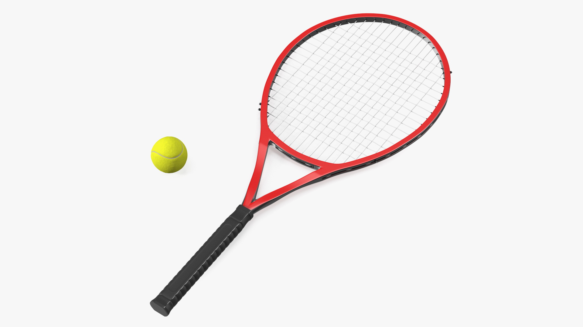 Red Tennis Racket with Tennis Ball 3D model