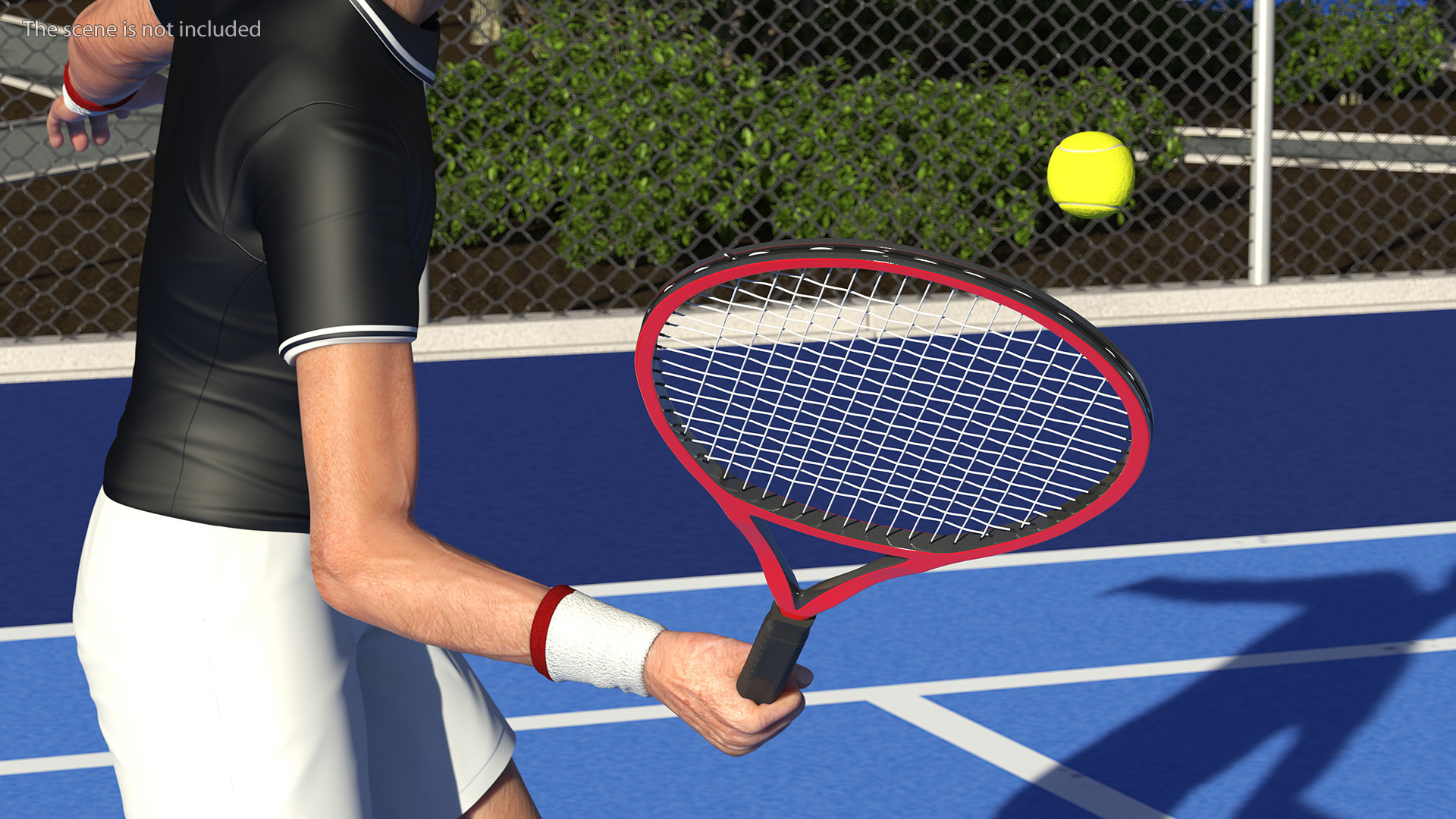 Red Tennis Racket with Tennis Ball 3D model