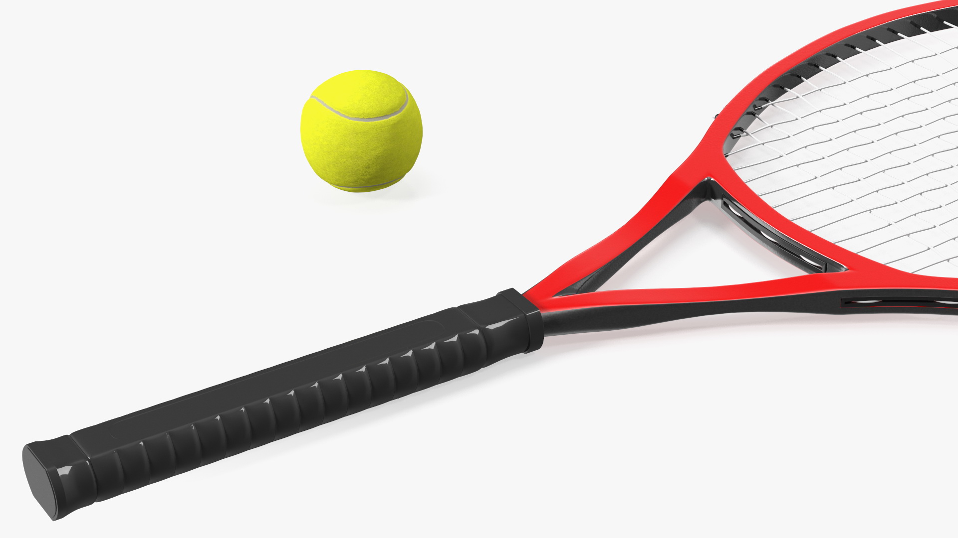 Red Tennis Racket with Tennis Ball 3D model