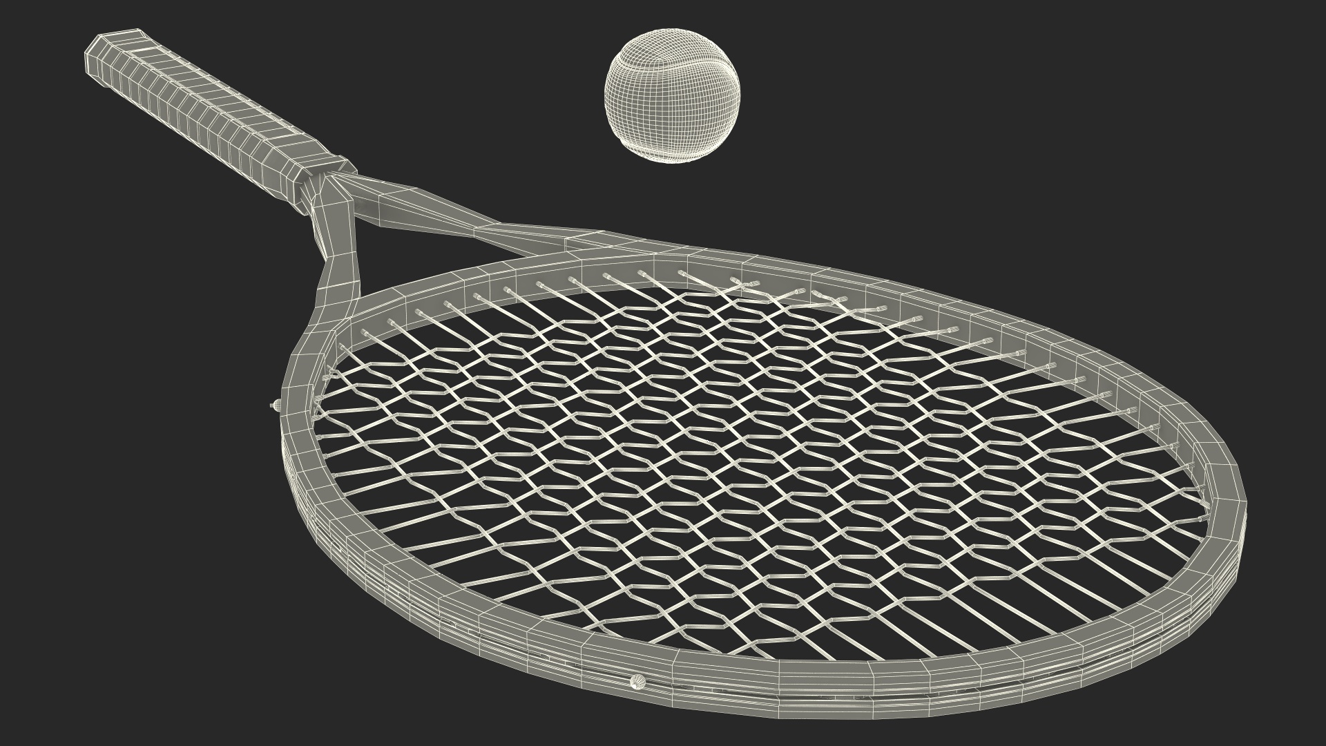 Red Tennis Racket with Tennis Ball 3D model