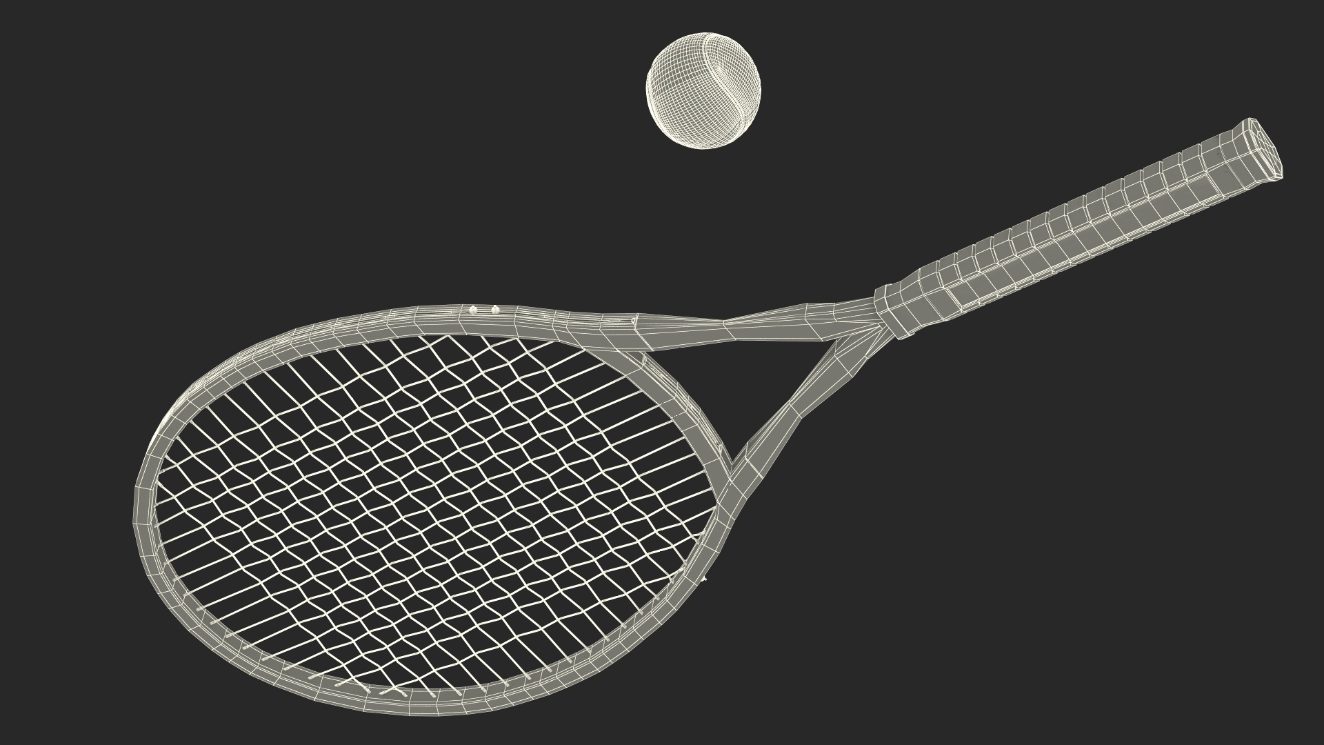 Red Tennis Racket with Tennis Ball 3D model