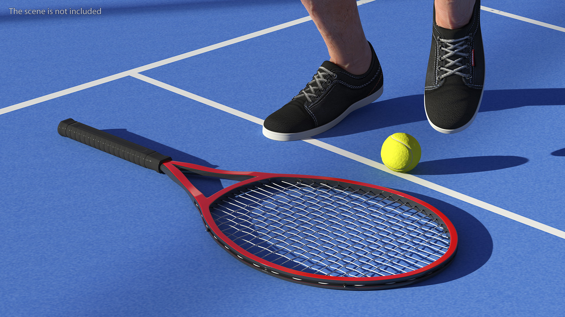 Red Tennis Racket with Tennis Ball 3D model