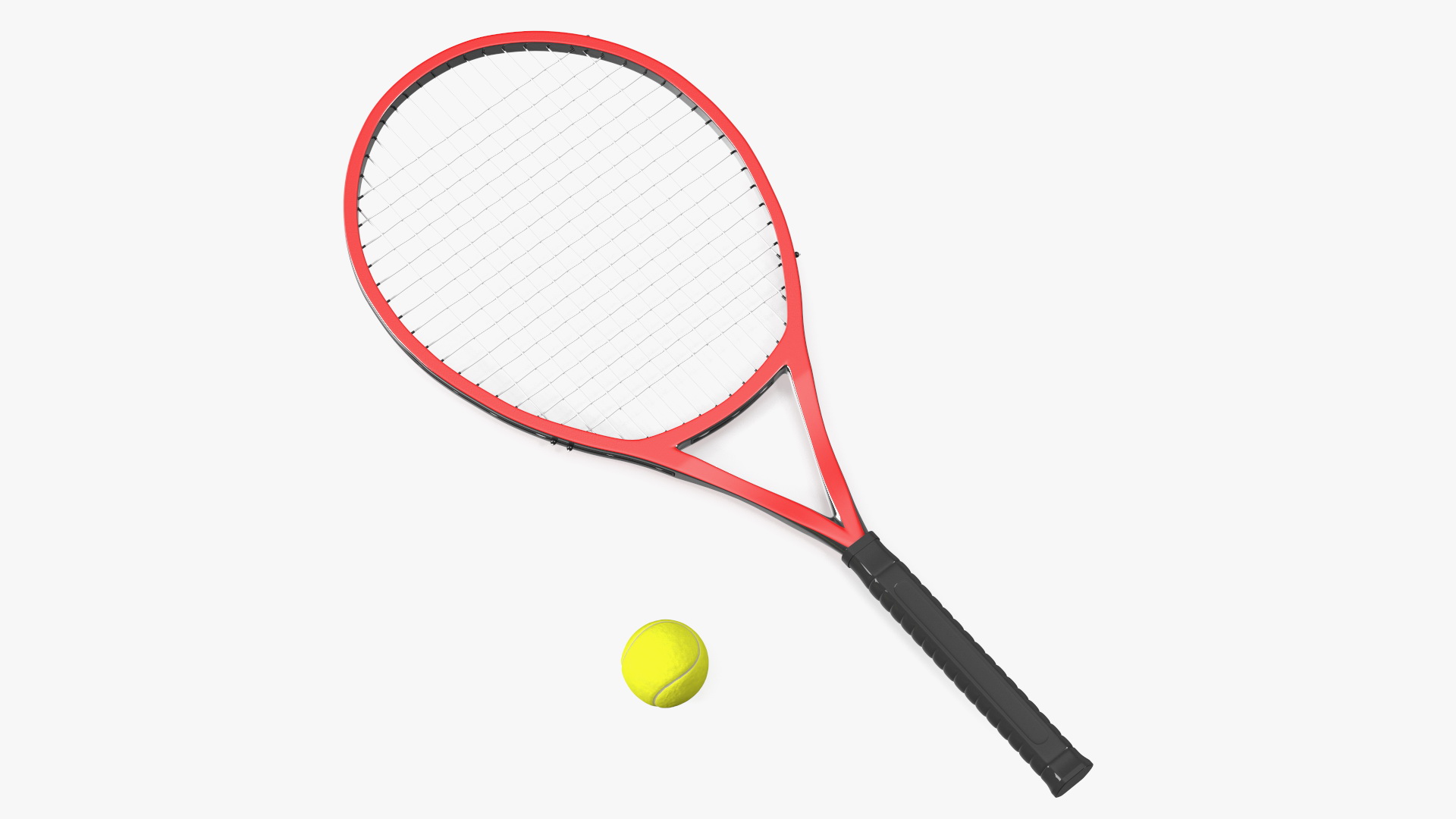 Red Tennis Racket with Tennis Ball 3D model