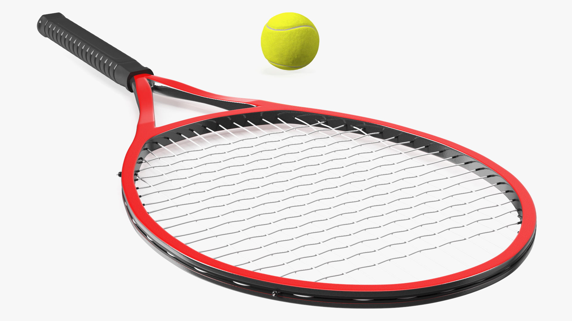 Red Tennis Racket with Tennis Ball 3D model