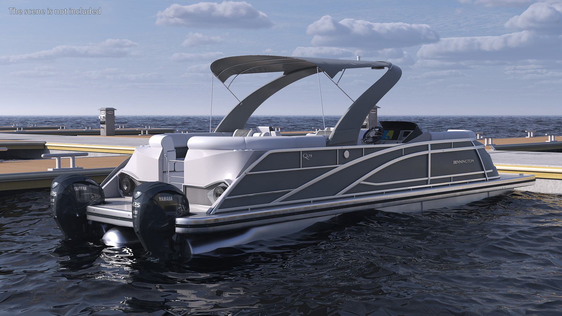 Pontoon Boat Bennington Q LINE 2024 Grey Rigged 3D