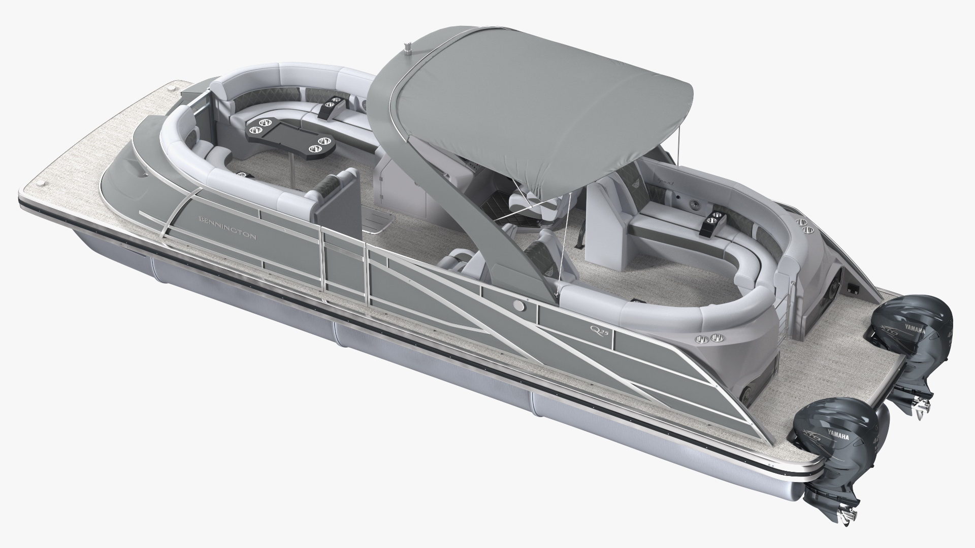 Pontoon Boat Bennington Q LINE 2024 Grey Rigged 3D
