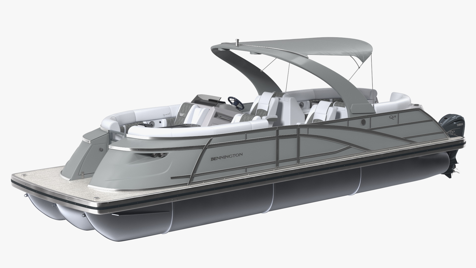 Pontoon Boat Bennington Q LINE 2024 Grey Rigged 3D