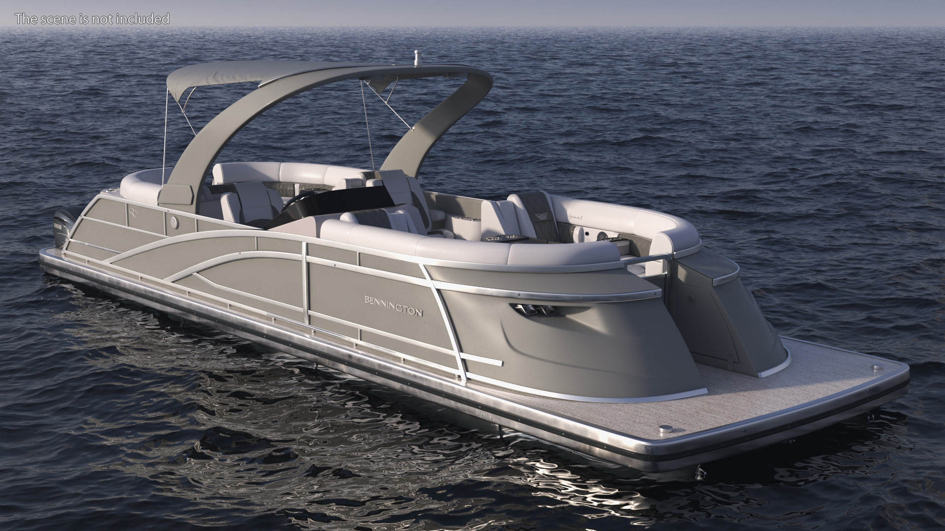 Pontoon Boat Bennington Q LINE 2024 Grey Rigged 3D