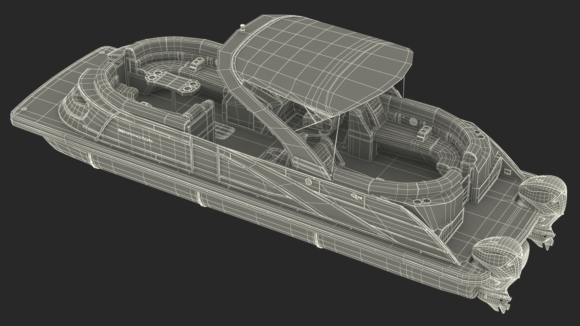 Pontoon Boat Bennington Q LINE 2024 Grey Rigged 3D