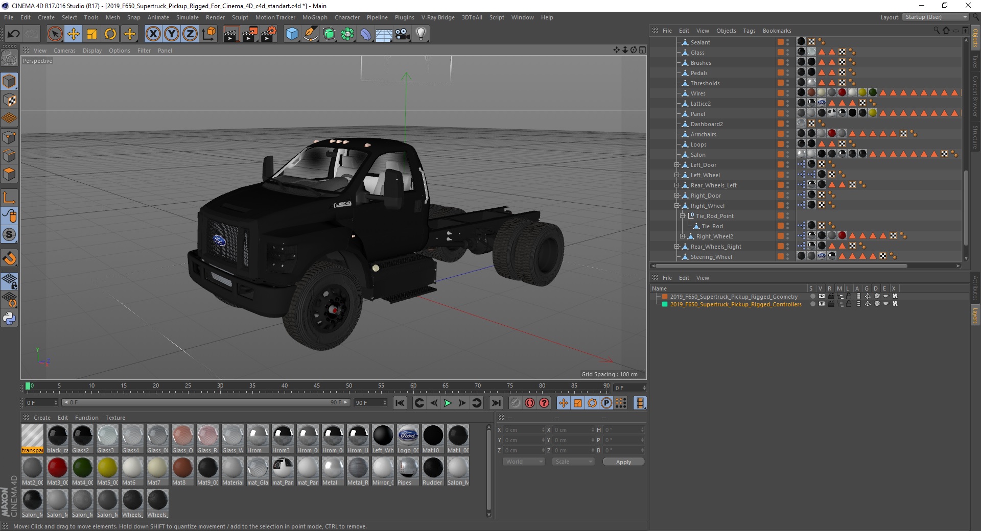 3D 2019 F650 Supertruck Pickup Rigged for Cinema 4D model